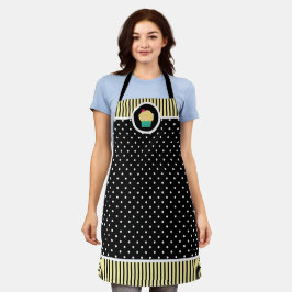 Whimsical Cherry Cupcake Baker Polka Dot Stripe Schort