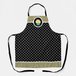 Whimsical Cherry Cupcake Baker Polka Dot Stripe Schort