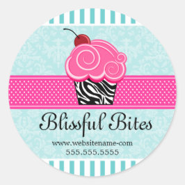 Whimsical Cherry Cupcake Bakery Box Seals Ronde Sticker