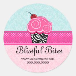Whimsical Cherry Cupcake Bakery Box Seals Ronde Sticker
