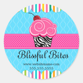 Whimsical Cherry Cupcake Bakery Box Seals Ronde Sticker