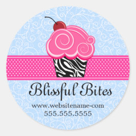 Whimsical Cherry Cupcake Bakery Box Seals Ronde Sticker