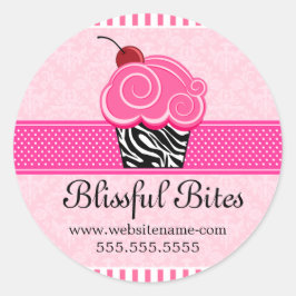 Whimsical Cherry Cupcake Bakery Box Seals Ronde Sticker