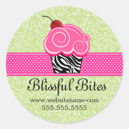 Whimsical Cherry Cupcake Bakery Box Seals Ronde Sticker