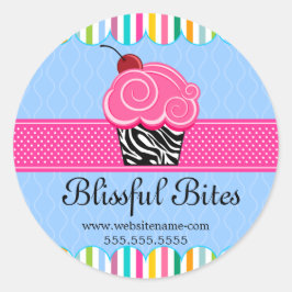 Whimsical Cherry Cupcake Bakery Box Seals Ronde Sticker