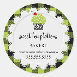 Whimsical Cherry Cupcake Buffalo Pset Bakery Ronde Sticker