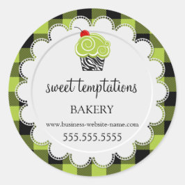 Whimsical Cherry Cupcake Buffalo Pset Bakery Ronde Sticker