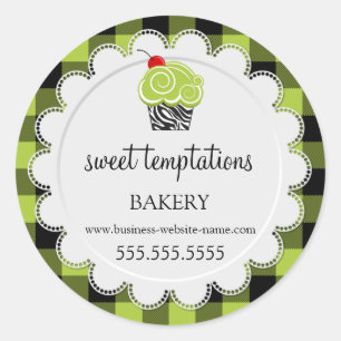 Whimsical Cherry Cupcake Buffalo Pset Bakery Ronde Sticker