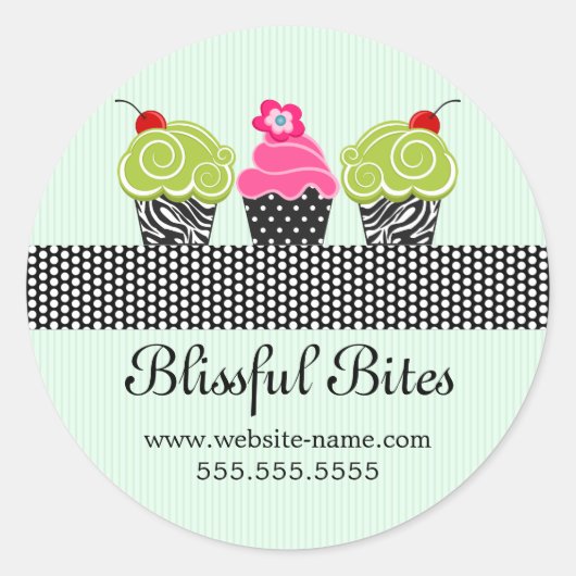 Whimsical Cherry Cupcakes Bakery Box Ronde Sticker (Voorkant)