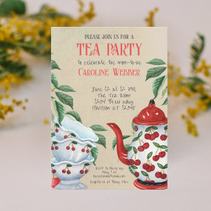 Whimsical Cherry Garden Tea Party Douche Kaart