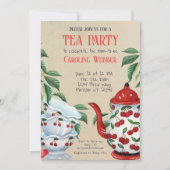 Whimsical Cherry Garden Tea Party Douche Kaart (Voorkant)