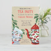 Whimsical Cherry Garden Tea Party Douche Kaart (Staand voorkant)