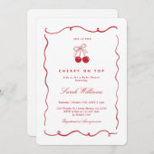 Whimsical Cherry on Top Baby Shower Girl Kaart (Voorkant / Achterkant)