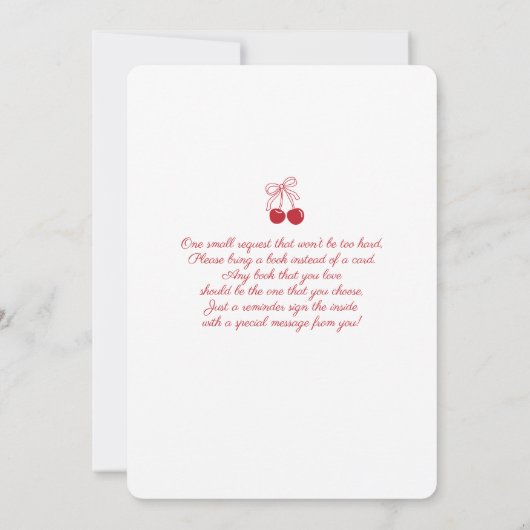 Whimsical Cherry on Top Baby Shower Girl Kaart (Achterkant)