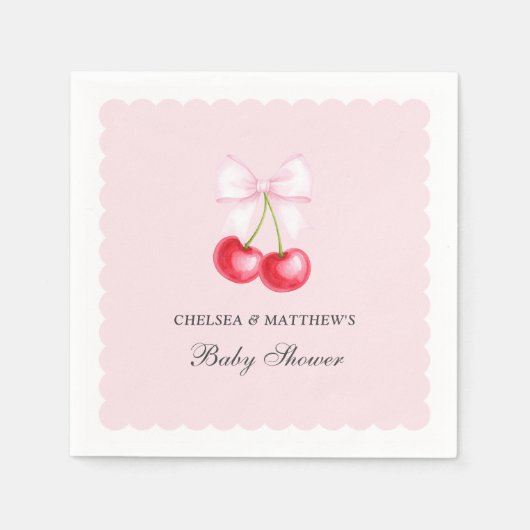 Whimsical Cherry op Top Girl Baby shower Servet (Voorkant)