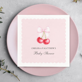 Whimsical Cherry op Top Girl Baby shower Servet