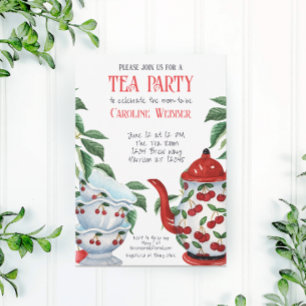 Whimsical Cherry Tea Party Douche Kaart