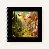 Whimsical Chess & Flamingo Carnaval - Fantasy Notitieboek (Voorkant)