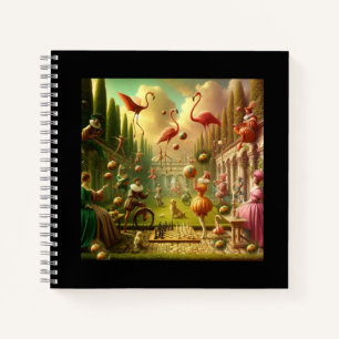 Whimsical Chess & Flamingo Carnaval - Fantasy Notitieboek