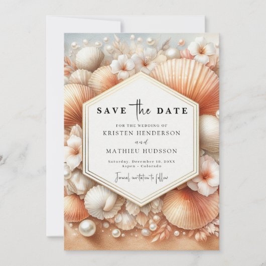 Whimsical Chic Beach bruiloft Save The Date (Voorkant)