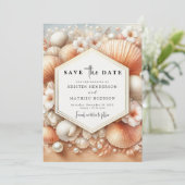 Whimsical Chic Beach bruiloft Save The Date (Staand voorkant)