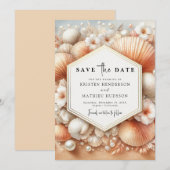 Whimsical Chic Beach bruiloft Save The Date (Voorkant / Achterkant)