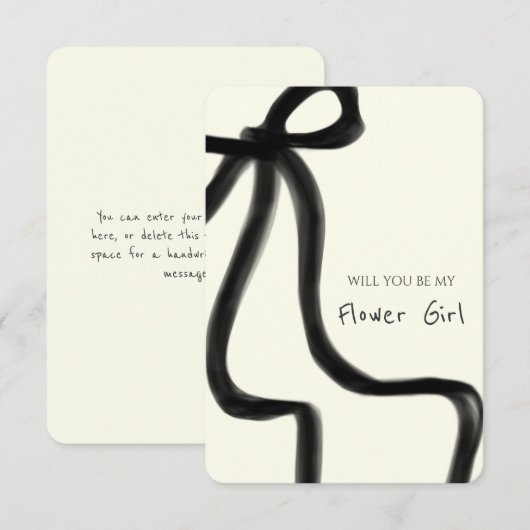 Whimsical Chic Black Bow Bloemenmeisje Proposal Ka Kaart (Voorkant / Achterkant)