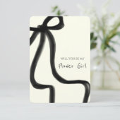 Whimsical Chic Black Bow Bloemenmeisje Proposal Ka Kaart (Staand voorkant)