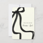 Whimsical Chic Black Bow Bloemenmeisje Proposal Ka Kaart (Voorkant)