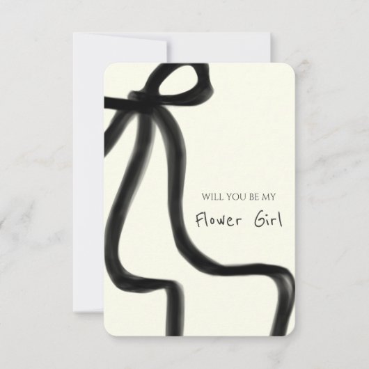 Whimsical Chic Black Bow Bloemenmeisje Proposal Ka Kaart (Voorkant)