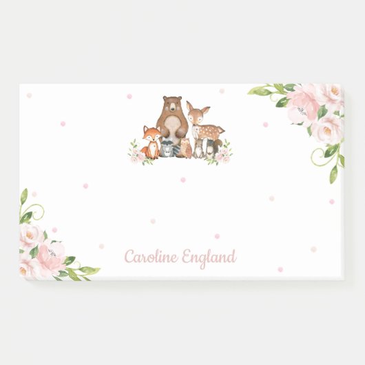 Whimsical Chic Blush Bloemen Bosdieren Post-it® Notes (Voorkant)