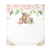 Whimsical Chic Blush Pink Floral Woodland Animals Notitieblok (Voorkant)
