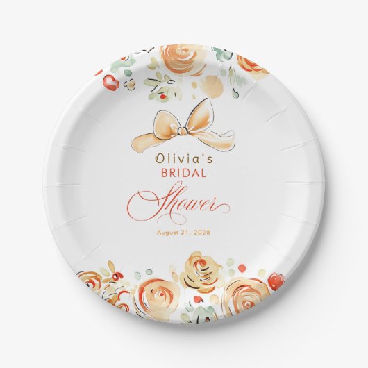 Whimsical Chic Elegant Fall Bridal Shower Papieren Bordje (Voorkant)