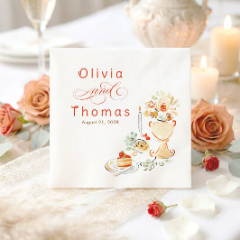 Whimsical Chic Elegant Hand Drawn Fall Wedding Servet