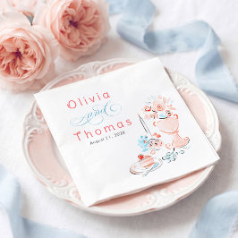 Whimsical Chic Elegant Hand Drawn Wedding Servet