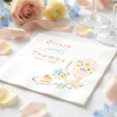 Whimsical Chic Elegant Hand Drawn Wedding Servet