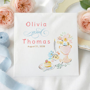 Whimsical Chic Elegante Getrouwde Hand Getekend Hu Servet