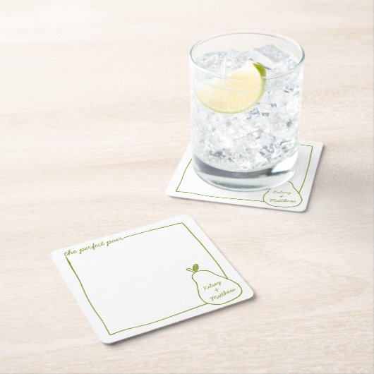 Whimsical & Chic Gepersonaliseerde Grappige Pear W Kartonnen Onderzetters (Insitu)