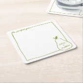 Whimsical & Chic Gepersonaliseerde Grappige Pear W Kartonnen Onderzetters (Schuin)
