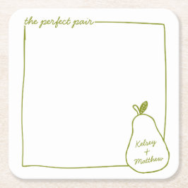 Whimsical & Chic Gepersonaliseerde Grappige Pear W Kartonnen Onderzetters