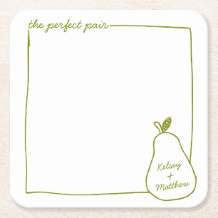Whimsical & Chic Gepersonaliseerde Grappige Pear W Kartonnen Onderzetters