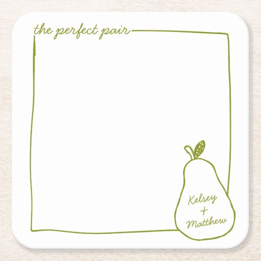 Whimsical & Chic Gepersonaliseerde Grappige Pear W Kartonnen Onderzetters (Voorkant)