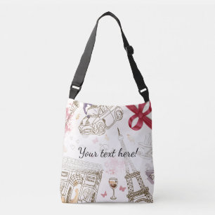 Whimsical Chic Girly Pink Paris Crossbody Tas