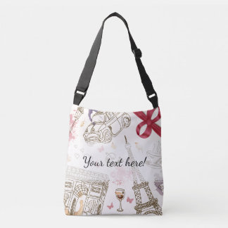 Whimsical Chic Girly Pink Paris Crossbody Tas