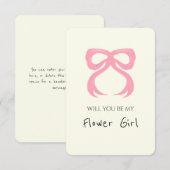 Whimsical Chic Pink Bow Bloemenmeisje Proposal Kaa Kaart (Voorkant / Achterkant)