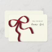 Whimsical Chic Red Bow Bloemenmeisje Proposal Kaar Kaart (Voorkant / Achterkant)