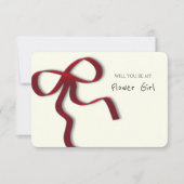 Whimsical Chic Red Bow Bloemenmeisje Proposal Kaar Kaart (Voorkant)