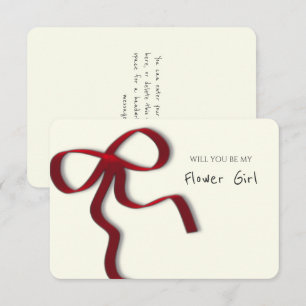 Whimsical Chic Red Bow Bloemenmeisje Proposal Kaar Kaart