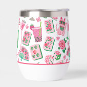 Whimsical Chic Roze & Groen Mahjong Feest Monogram (Links)