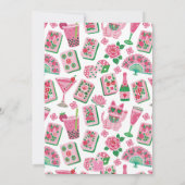 Whimsical Chic Roze & Groene Mahjong Feest Kaart (Achterkant)